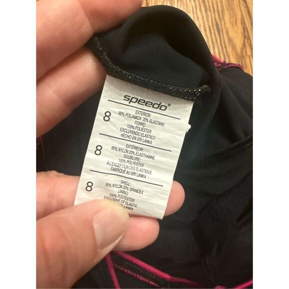 Speedo black and pink Padded Racerback One Piece Swimsuit Size 8 - Picture 4 of 4